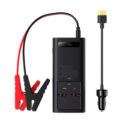 Baseus IGBT samochodowa przetwornica inwerter prądu 300W 220V (wtyczka CN/EU) czarny (CGNB010101)