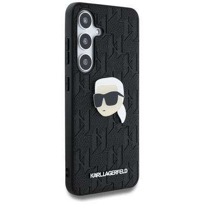 Case Karl Lagerfeld Leather Monogram Pin Logo Karl Head Samsung Galaxy S25 Plus black