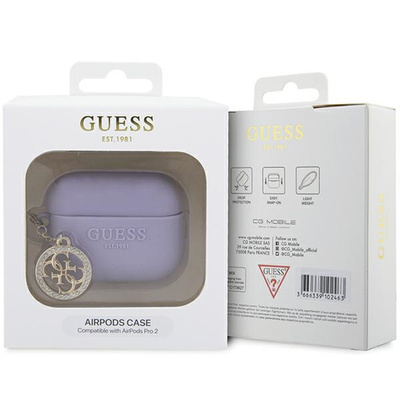Etui Guess 3D Rubber 4G Diamond Charm na AirPods Pro 2 - purpurowe