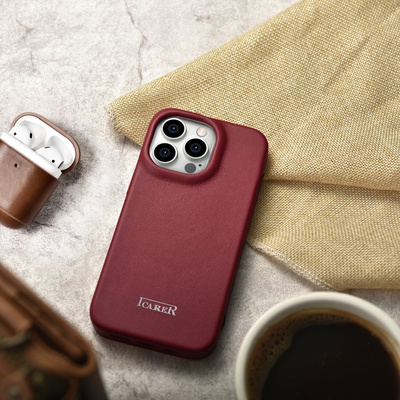 iCarer CE Premium Leather Folio Case skórzane etui iPhone 14 Pro z klapką magnetyczne MagSafe czerwony (WMI14220714-RD)