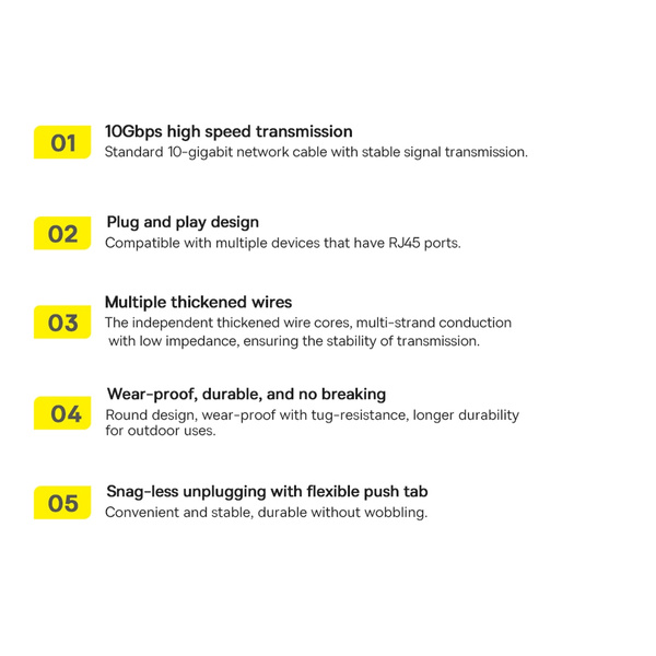 Baseus Speed Seven Netzwerkkabel RJ45 10Gbps 0,5m schwarz (WKJS010001)