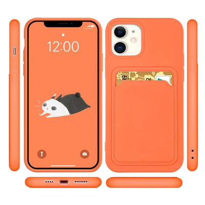 Kartenetui Silikon-Geldbörse mit Kartensteckplatz für Dokumente für iPhone 11 Pro Orange