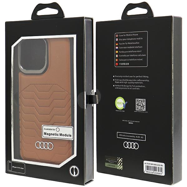 Etui Audi Synthetic Leather z MagSafe na iPhone 14 Pro Max - brązowe