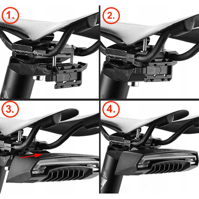 Rockbros LKWD-R1 Fahrrad-Rücklicht mit Laser und Fernbedienung + Micro USB - USB-A Kabel - Schwarz