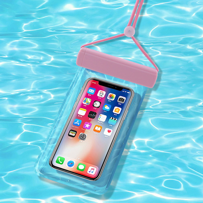 Wodoodporne etui na telefon 115 mm x 220 mm torebka na basen plażę jasnoróżowe