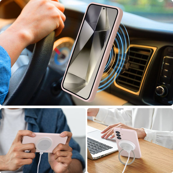 Etui Tech-Protect Liquid Silicone MagSafe na Samsung Galaxy S25 - różowe