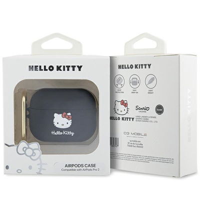 Hello Kitty Silikon 3D Kitty Head Case für AirPods Pro 2 (2022/2023) – Schwarz